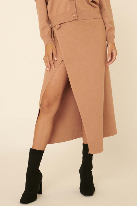 Simply Chic Wrap Midi Sweater Skirt - ShopPromesa