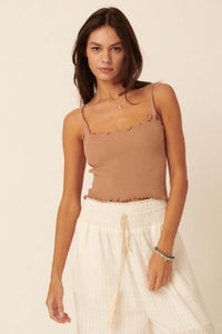 Ready or Not Lettuce-Edge Ribbed Cami Top - ShopPromesa