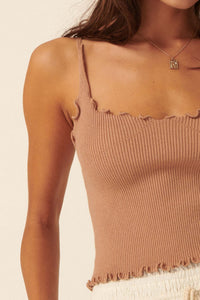 Ready or Not Lettuce-Edge Ribbed Cami Top - ShopPromesa