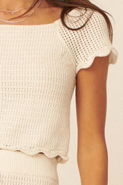 Perfectly Poised Scalloped Crochet Crop Top - ShopPromesa