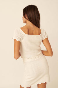 Perfectly Poised Scalloped Crochet Crop Top - ShopPromesa