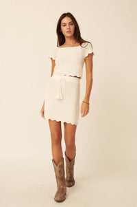 Delightfully Dainty Scalloped Crochet Mini Skirt - ShopPromesa