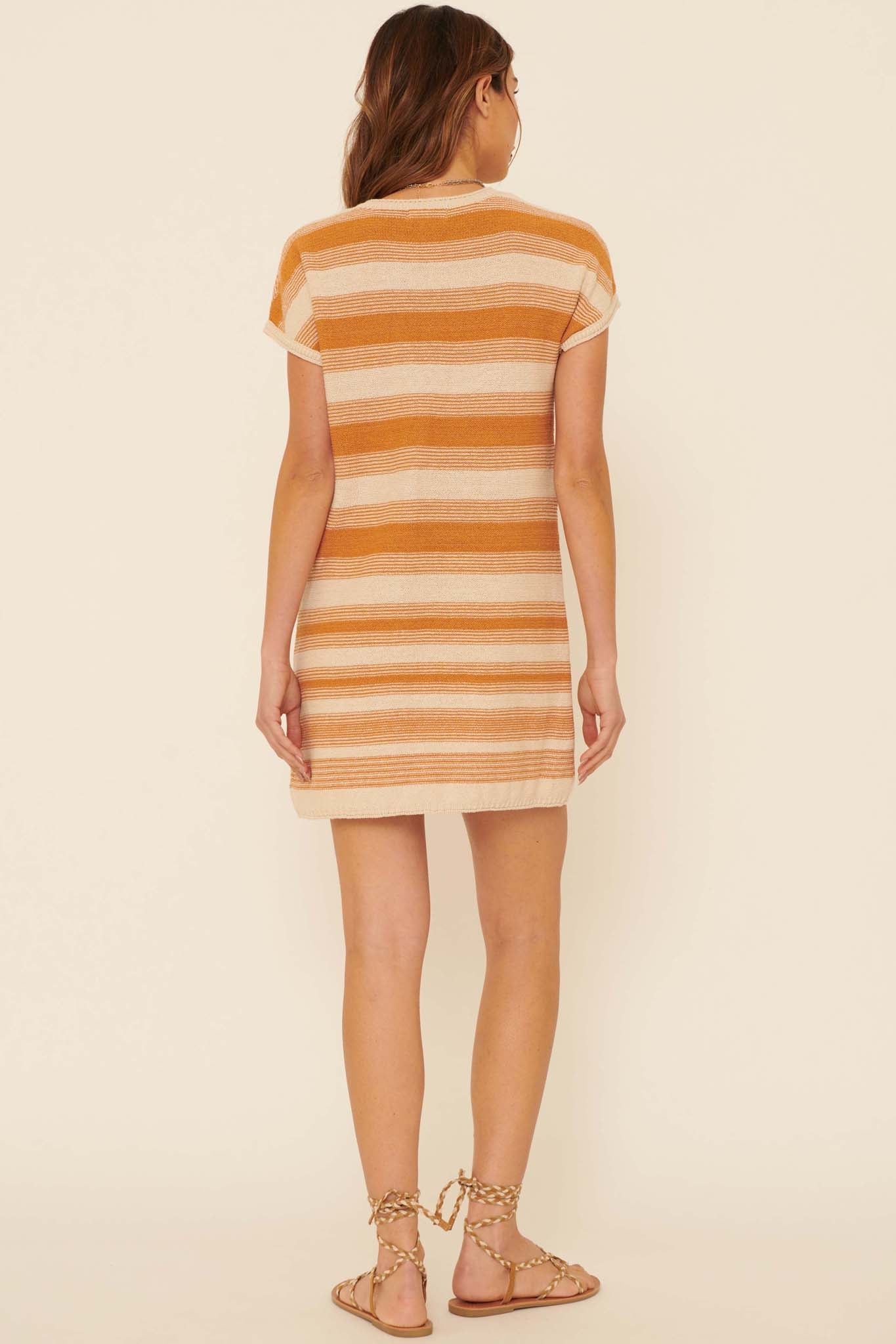 Raising the Bar Striped Short-Sleeve Sweater Dress - ShopPromesa