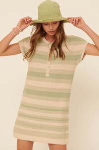 Raising the Bar Striped Short-Sleeve Sweater Dress - ShopPromesa