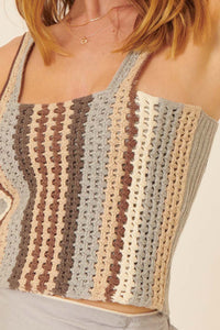 Crochet All Day Striped Crochet Tank Top - ShopPromesa