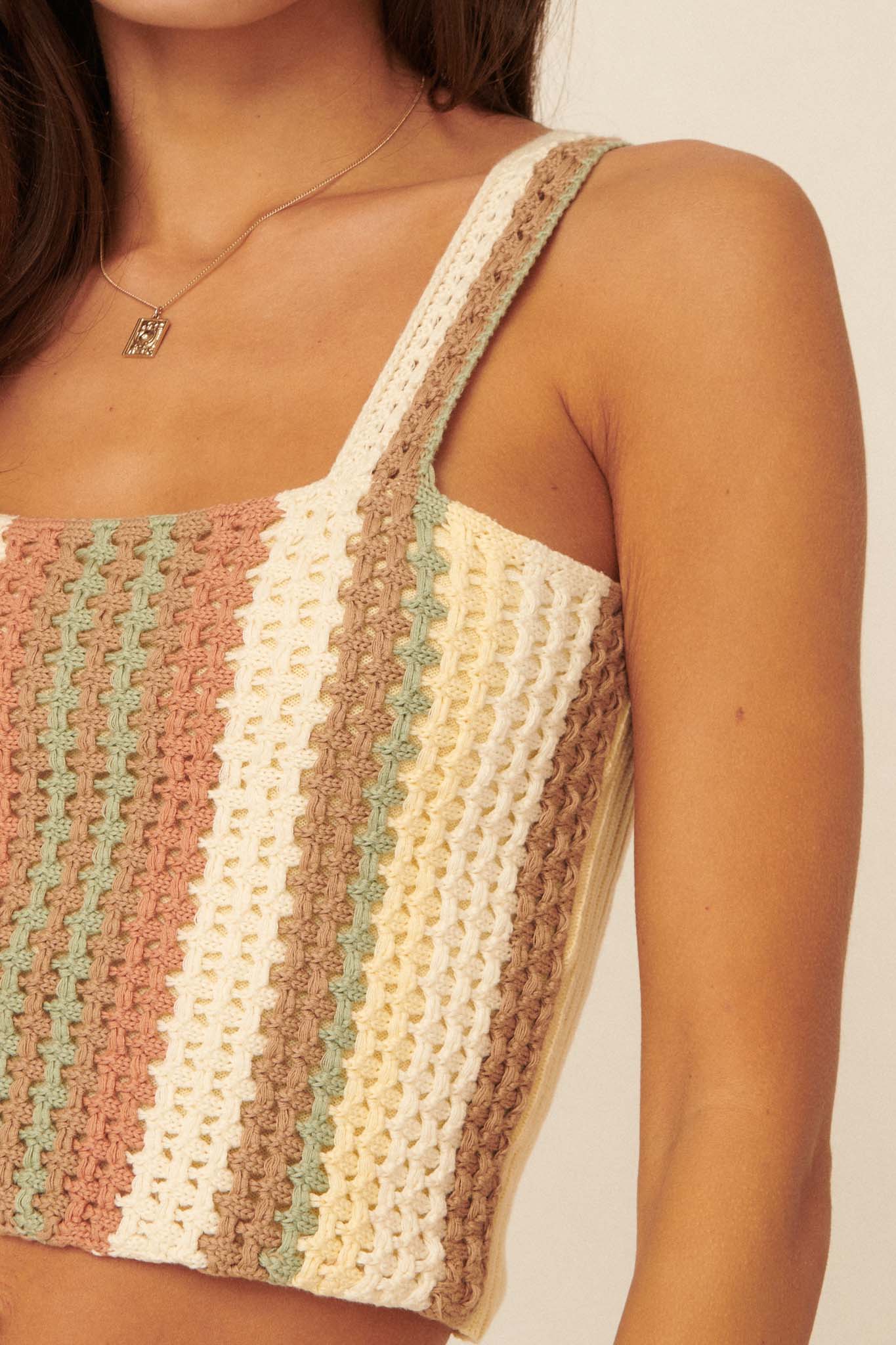 Crochet All Day Striped Crochet Tank Top - ShopPromesa