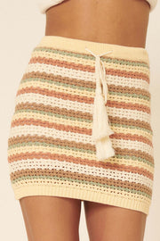 Hook It Up Striped Crochet Mini Skirt - ShopPromesa