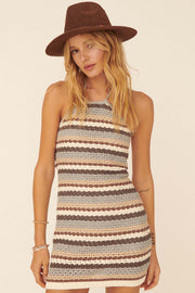 Sun Kissed Striped Crochet Mini Sweater Dress - ShopPromesa