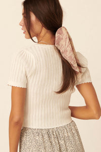 Keep It Simple Scalloped Eyelet Knit Crop Top - ShopPromesa