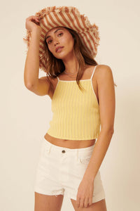 Sun-Drenched Days Pointelle Halter Crop Top - ShopPromesa