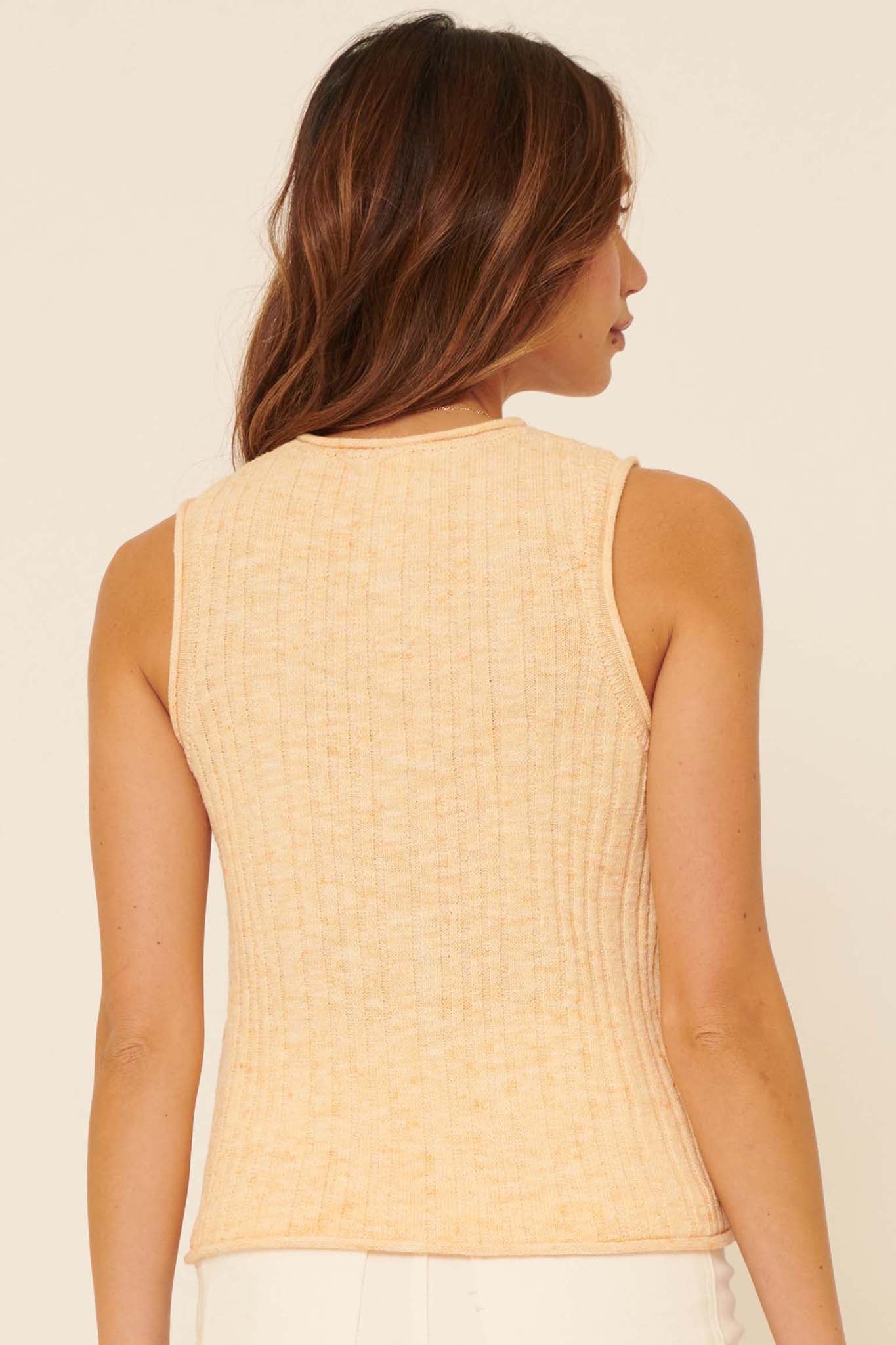 Good Times Heathered Rib-Knit Sweater Tank Top - ShopPromesa