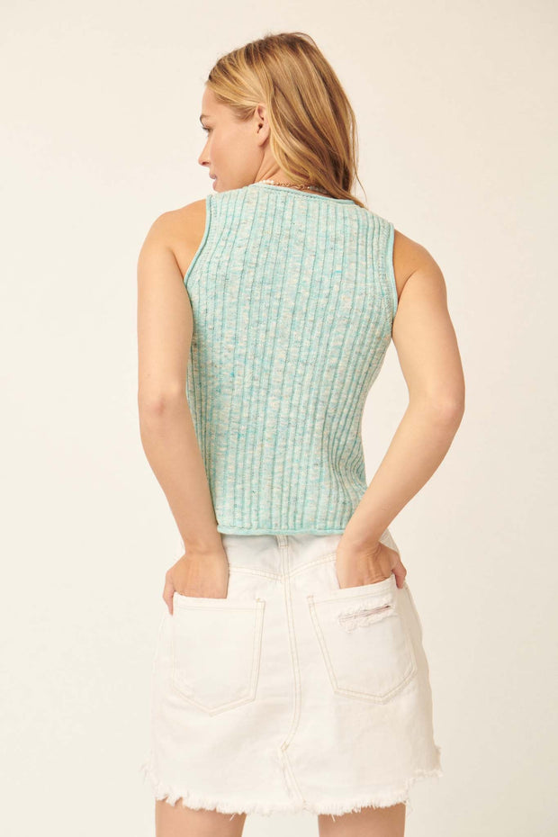 Good Times Heathered Rib-Knit Sweater Tank Top - ShopPromesa