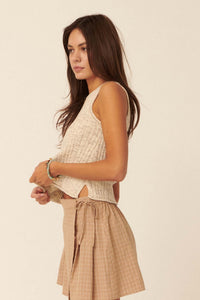 Good Times Heathered Rib-Knit Sweater Tank Top - ShopPromesa