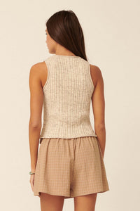 Good Times Heathered Rib-Knit Sweater Tank Top - ShopPromesa