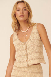 Timeless Melody Buttoned Crochet Tank Top - ShopPromesa