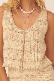 Timeless Melody Buttoned Crochet Tank Top - ShopPromesa