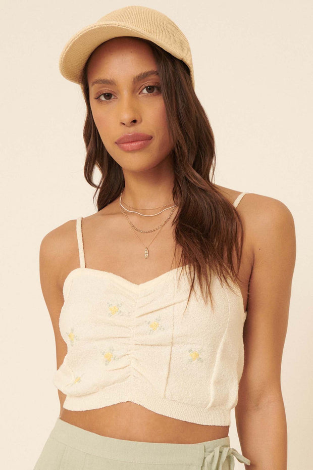 Never Let Go Embroidered Cropped Knit Cami Top - ShopPromesa