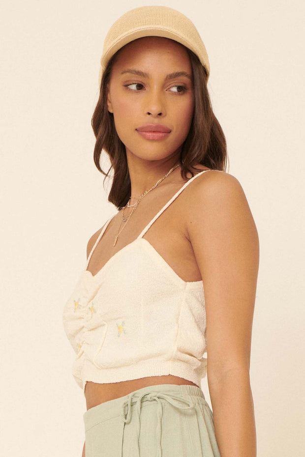Never Let Go Embroidered Cropped Knit Cami Top - ShopPromesa