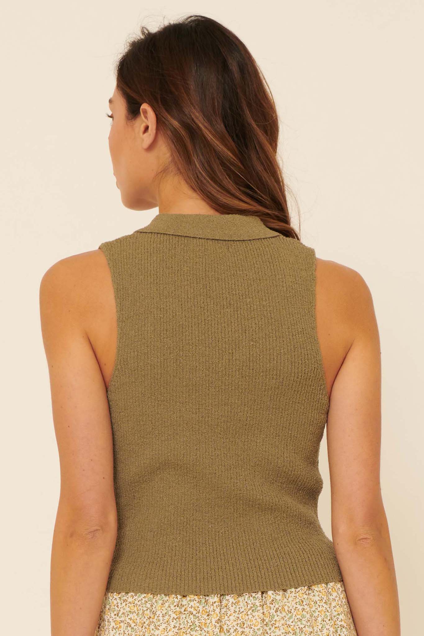 Ruching Ahead Drawstring Rib-Knit Sleeveless Top - ShopPromesa