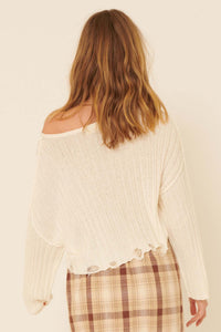 Beautifully Free Distressed Rib-Knit Sweater - ShopPromesa