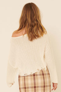 Beautifully Free Distressed Rib-Knit Sweater - ShopPromesa