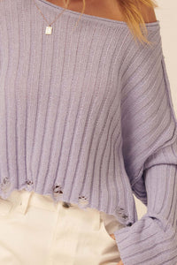 Beautifully Free Distressed Rib-Knit Sweater - ShopPromesa