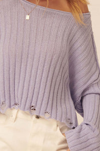 Beautifully Free Distressed Rib-Knit Sweater - ShopPromesa