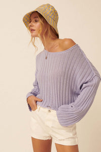 Beautifully Free Distressed Rib-Knit Sweater - ShopPromesa