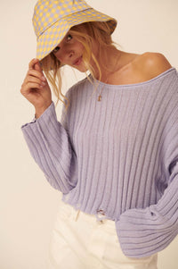 Beautifully Free Distressed Rib-Knit Sweater - ShopPromesa