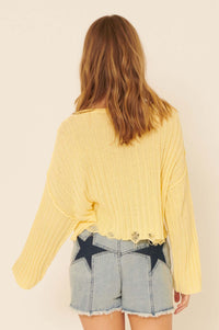 Beautifully Free Distressed Rib-Knit Sweater - ShopPromesa