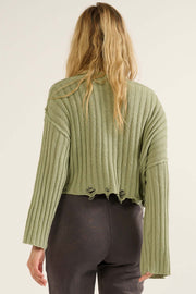 Beautifully Free Distressed Rib-Knit Sweater - ShopPromesa