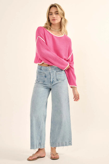 Cuddle Party Cropped Exposed-Seam Sweater | ShopPromesa