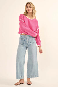 Cuddle Party Cropped Exposed-Seam Sweater - ShopPromesa