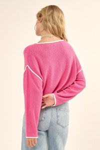 Cuddle Party Cropped Exposed-Seam Sweater - ShopPromesa