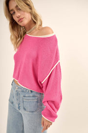 Cuddle Party Cropped Exposed-Seam Sweater - ShopPromesa