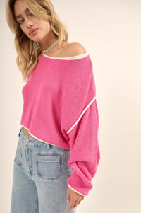 Cuddle Party Cropped Exposed-Seam Sweater - ShopPromesa