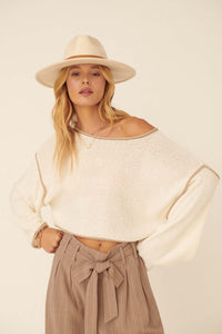 Cuddle Party Cropped Exposed-Seam Sweater - ShopPromesa