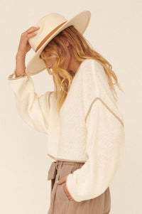 Cuddle Party Cropped Exposed-Seam Sweater - ShopPromesa