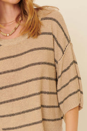 Candy Crush Striped Three-Quarter Sleeve Sweater - ShopPromesa