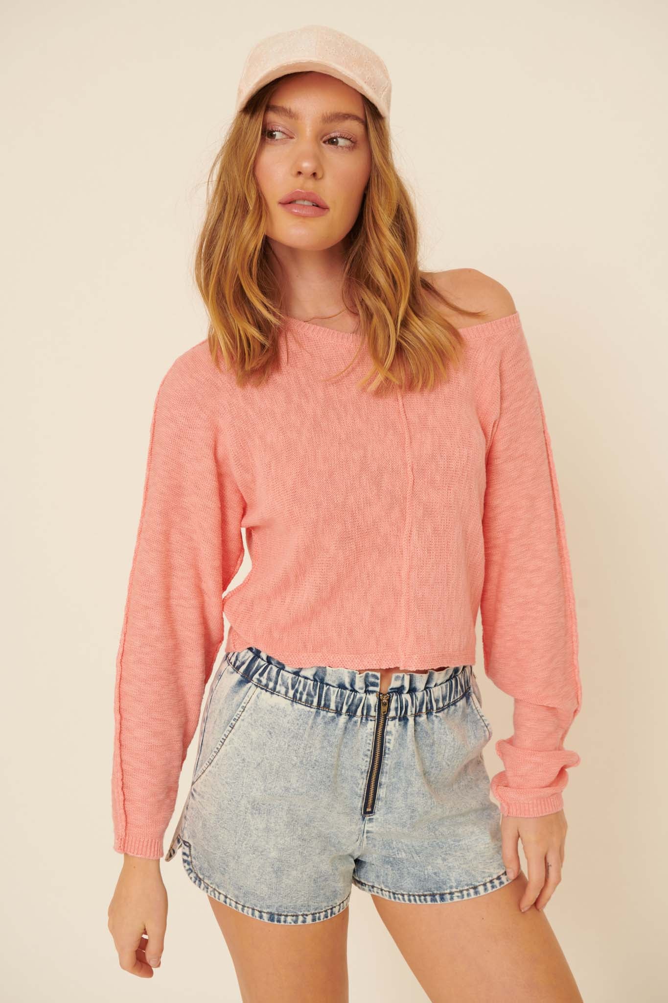 Sunset Drive Exposed-Seam Cropped Sweater - ShopPromesa