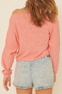 Sunset Drive Exposed-Seam Cropped Sweater - ShopPromesa