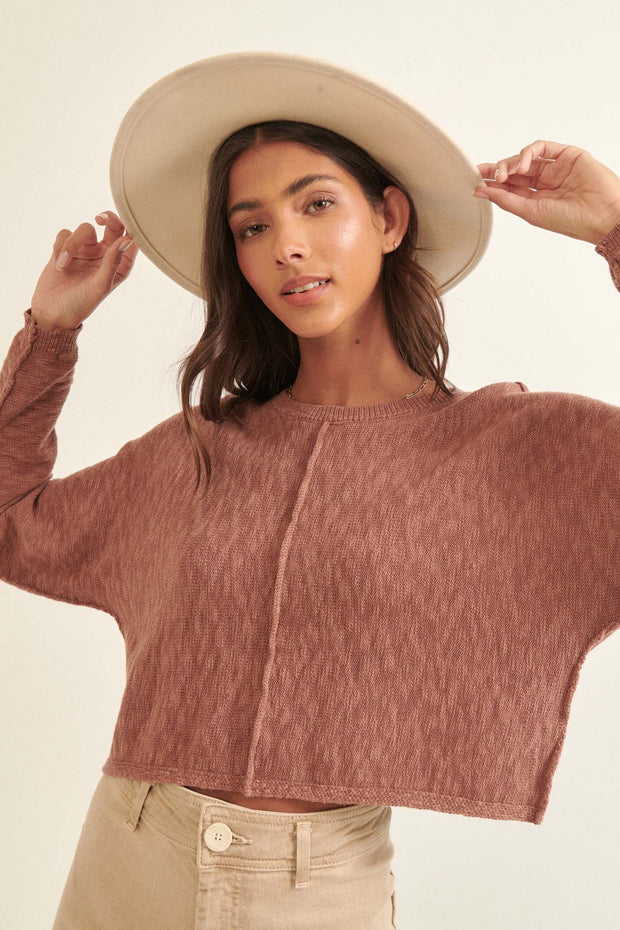 Sunset Drive Exposed-Seam Cropped Sweater - ShopPromesa