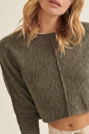 Sunset Drive Exposed-Seam Cropped Sweater