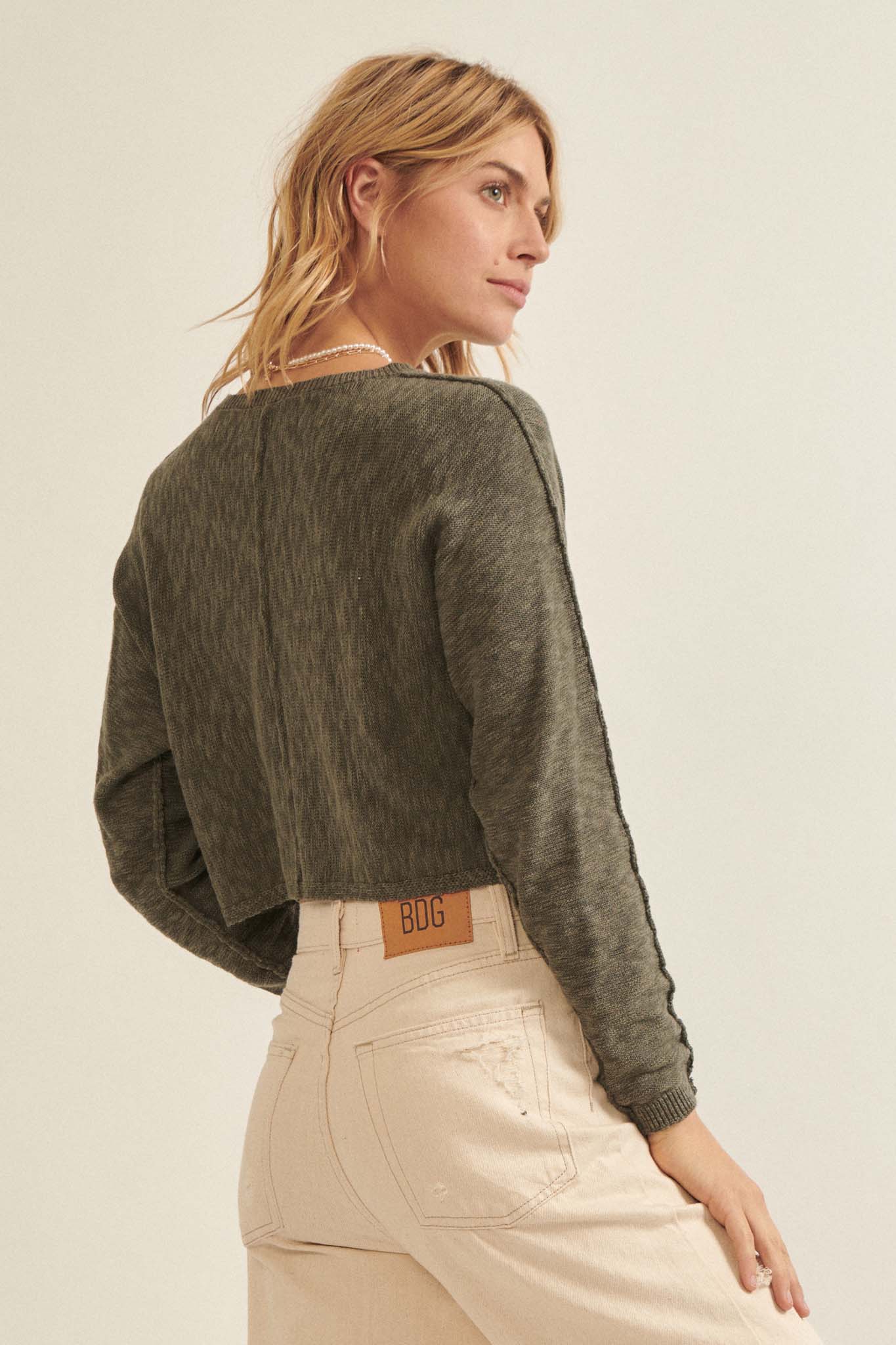 Sunset Drive Exposed-Seam Cropped Sweater - ShopPromesa