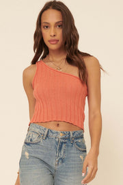 Keep Your Cool One-Shoulder Sweater Tank Top - ShopPromesa