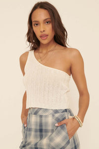 Keep Your Cool One-Shoulder Sweater Tank Top - ShopPromesa