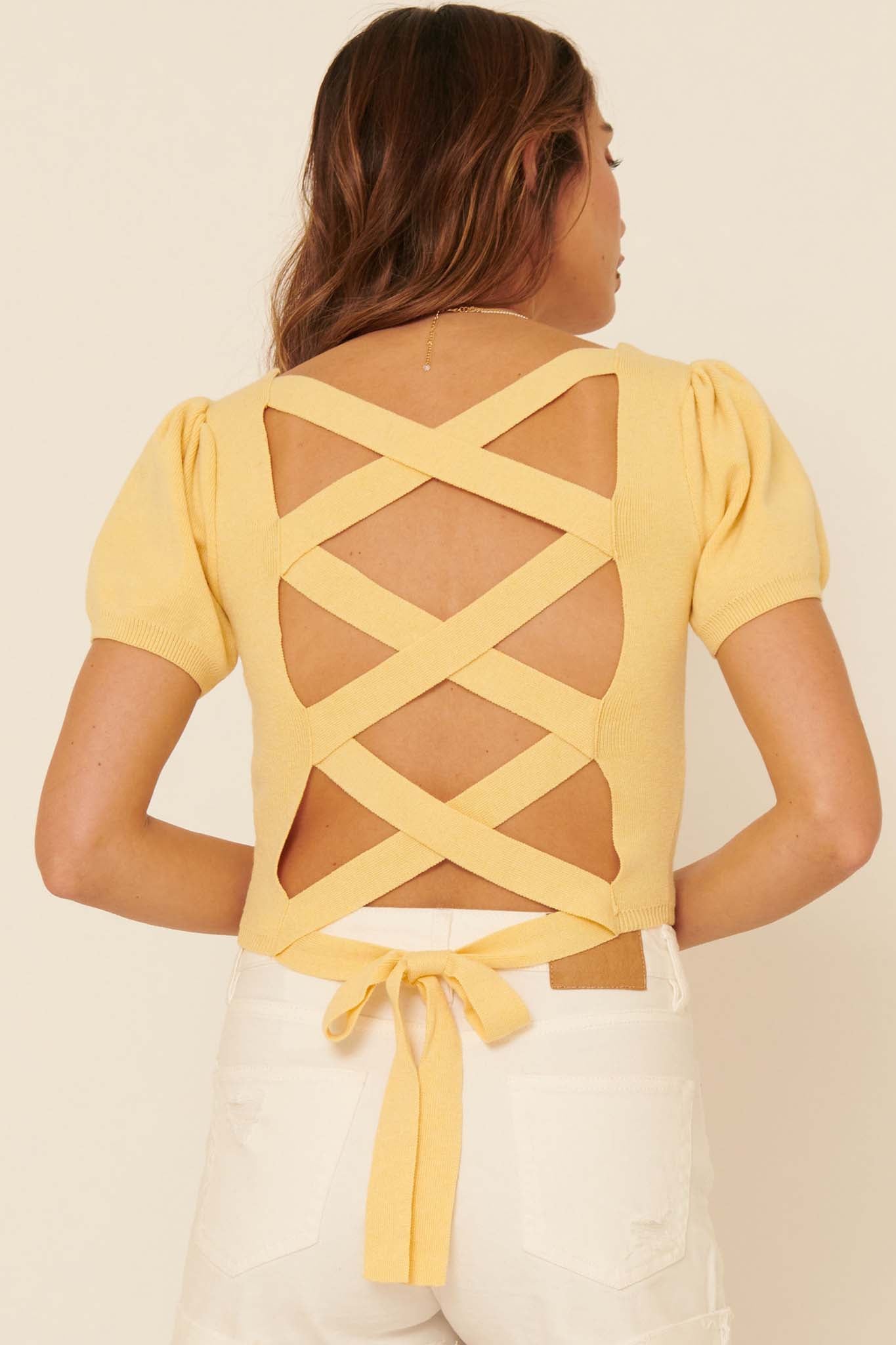 Better Than Ever Lattice-Back Cropped Sweater - ShopPromesa