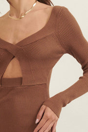 Finer Things Rib-Knit Cutout Mini Sweater Dress - ShopPromesa