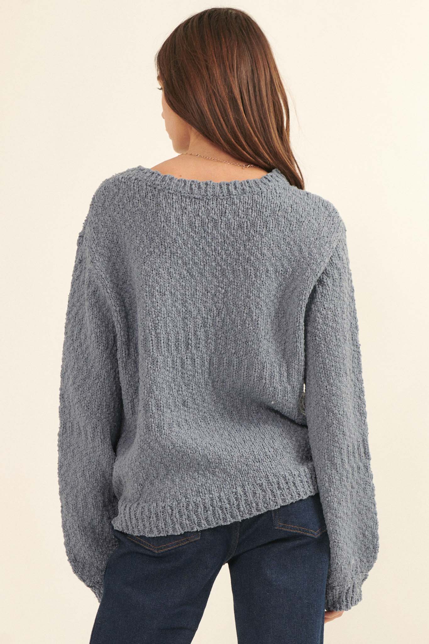 Peaceful Feeling Popcorn Knit Sweater - ShopPromesa