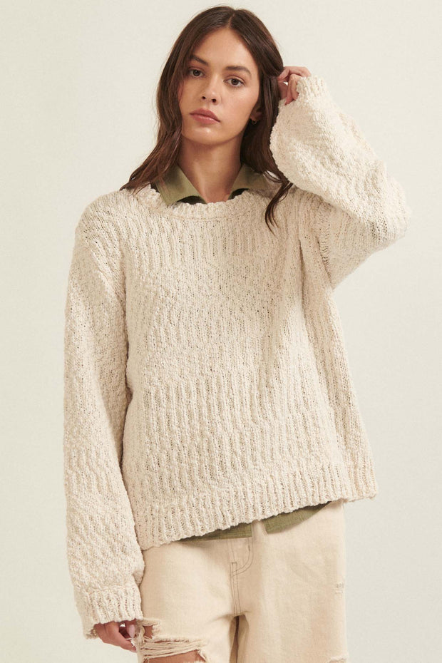 Peaceful Feeling Popcorn Knit Sweater - ShopPromesa
